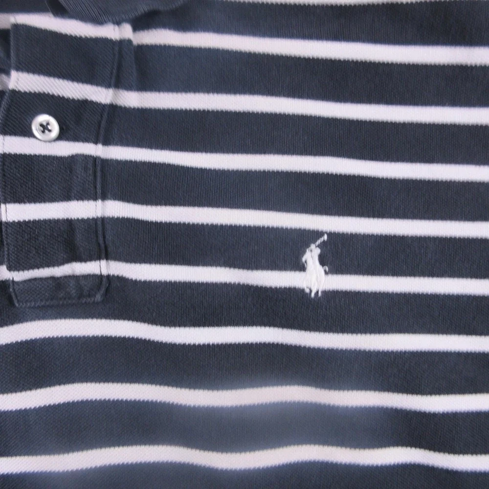 Polo Ralph Lauren Polo Shirt Mens XL Blue White Stripe‎ Pony Logo Cotton